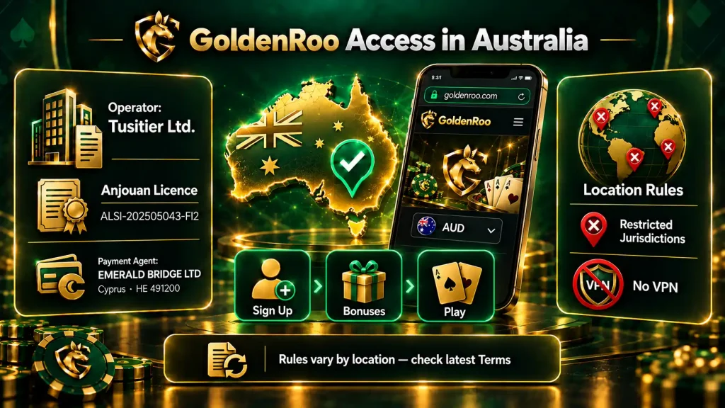 GoldenRoo casino Availability