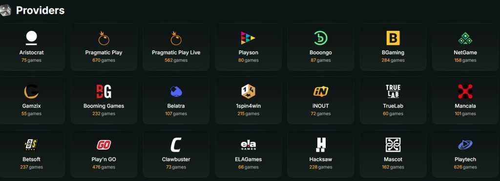 GoldenRoo casino providers